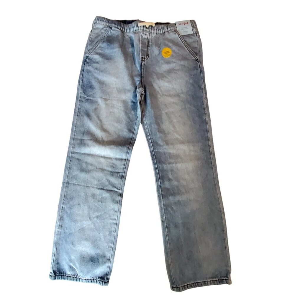 Cat & Jack Girls Straight Fit Denim Jeans 16 Husky  Flexible Drawstring Waist